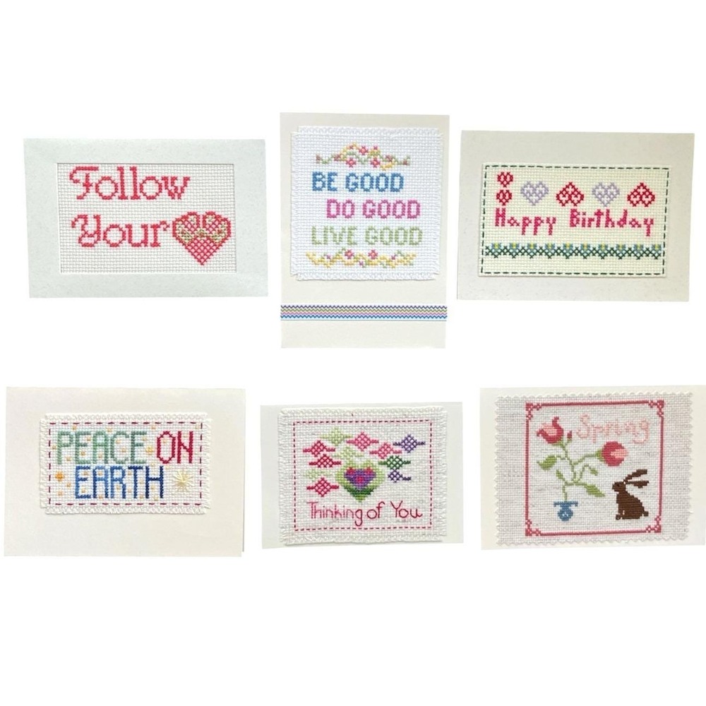 Handmade Cross-Stitched Cards for Any Occasions Set of 6 with Envelopes Greeting